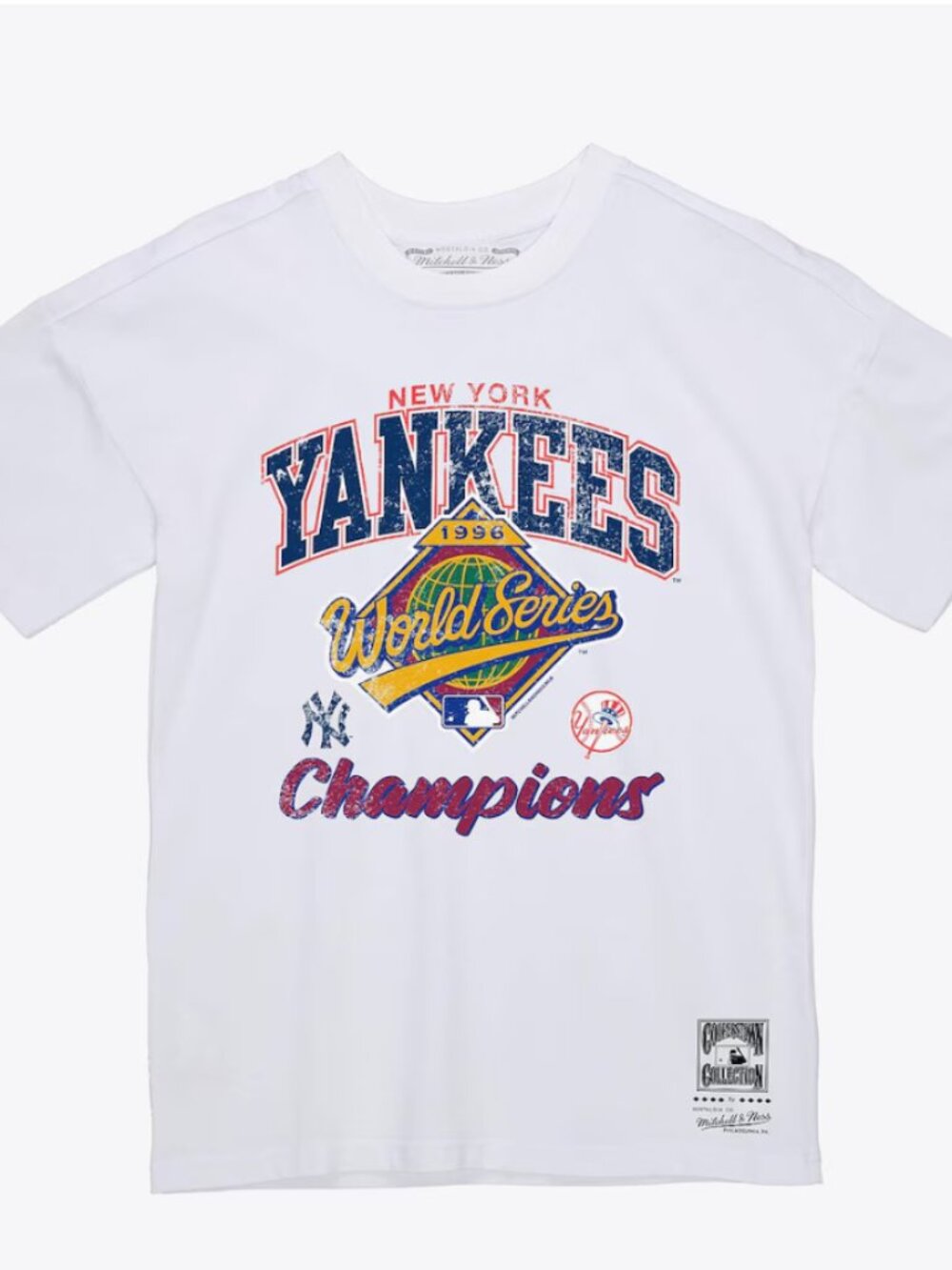 NWT New Mitchell & Ness NY Yankees White 1996 World Series Champions T-Shirt L